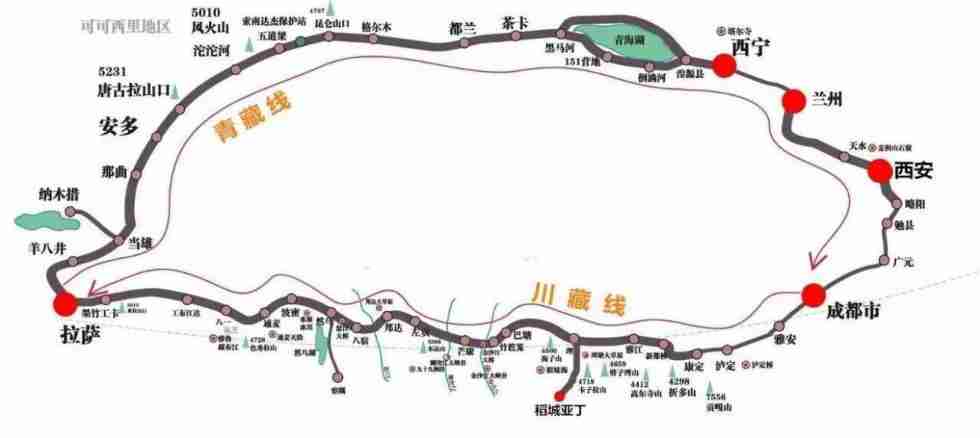 川藏线 青藏线自驾游路线地图